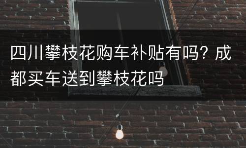 四川攀枝花购车补贴有吗? 成都买车送到攀枝花吗