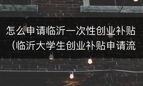怎么申请临沂一次性创业补贴（临沂大学生创业补贴申请流程）