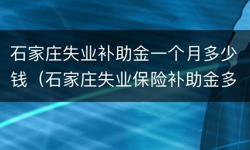 石家庄失业补助金一个月多少钱（石家庄失业保险补助金多少）