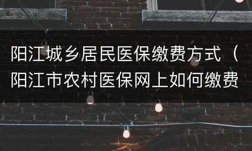 阳江城乡居民医保缴费方式（阳江市农村医保网上如何缴费）