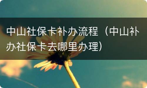 中山社保卡补办流程（中山补办社保卡去哪里办理）