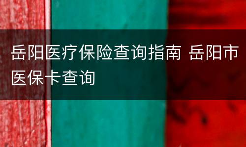 岳阳医疗保险查询指南 岳阳市医保卡查询