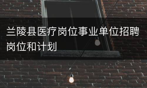 兰陵县医疗岗位事业单位招聘岗位和计划