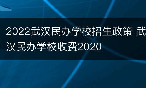 2022武汉民办学校招生政策 武汉民办学校收费2020