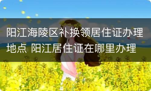 阳江海陵区补换领居住证办理地点 阳江居住证在哪里办理