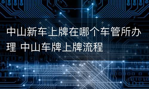 中山新车上牌在哪个车管所办理 中山车牌上牌流程