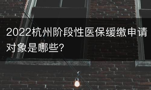 2022杭州阶段性医保缓缴申请对象是哪些？