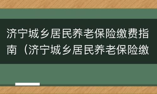 济宁城乡居民养老保险缴费指南（济宁城乡居民养老保险缴费指南最新）