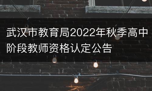 武汉市教育局2022年秋季高中阶段教师资格认定公告
