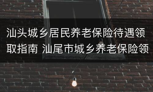汕头城乡居民养老保险待遇领取指南 汕尾市城乡养老保险领取标准