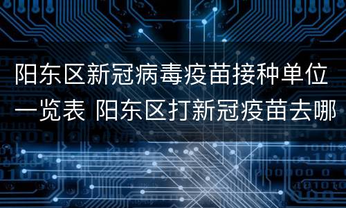 阳东区新冠病毒疫苗接种单位一览表 阳东区打新冠疫苗去哪里打
