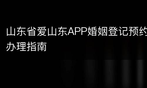 山东省爱山东APP婚姻登记预约办理指南