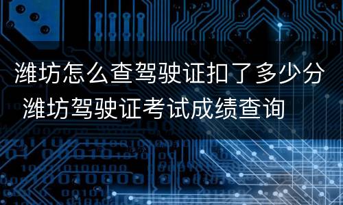 潍坊怎么查驾驶证扣了多少分 潍坊驾驶证考试成绩查询