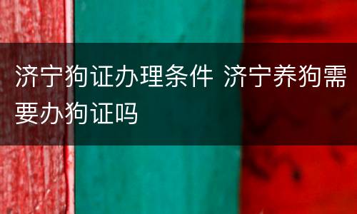 济宁狗证办理条件 济宁养狗需要办狗证吗