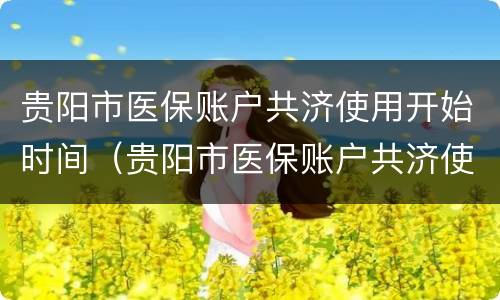 贵阳市医保账户共济使用开始时间（贵阳市医保账户共济使用开始时间是多久）