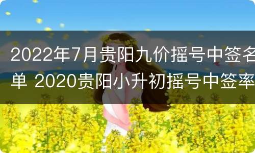 2022年7月贵阳九价摇号中签名单 2020贵阳小升初摇号中签率