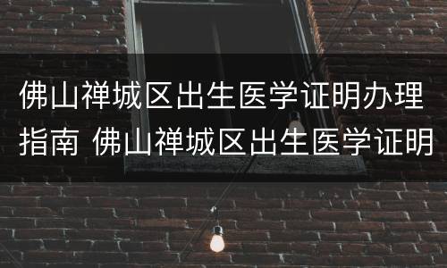 佛山禅城区出生医学证明办理指南 佛山禅城区出生医学证明办理指南在哪里