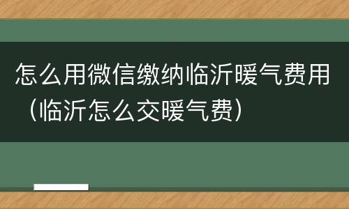 怎么用微信缴纳临沂暖气费用（临沂怎么交暖气费）