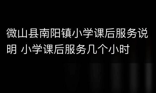 微山县南阳镇小学课后服务说明 小学课后服务几个小时