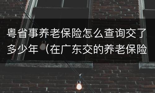 粤省事养老保险怎么查询交了多少年（在广东交的养老保险怎样查）