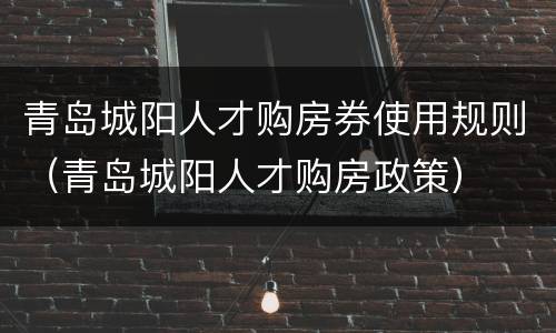 青岛城阳人才购房券使用规则（青岛城阳人才购房政策）