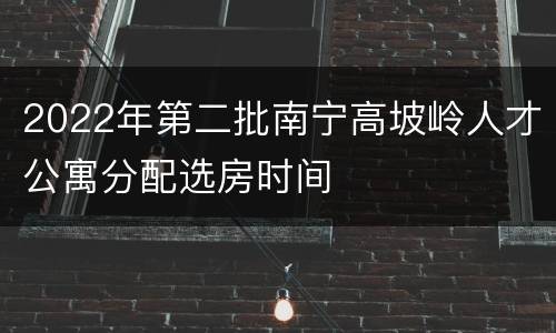 2022年第二批南宁高坡岭人才公寓分配选房时间