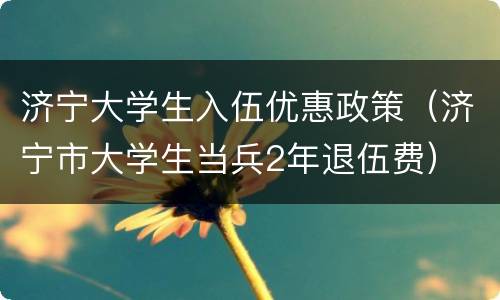 济宁大学生入伍优惠政策（济宁市大学生当兵2年退伍费）