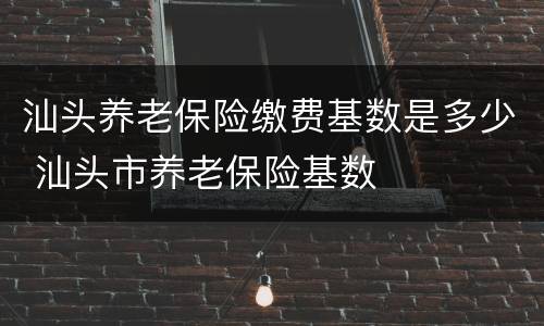 汕头养老保险缴费基数是多少 汕头市养老保险基数