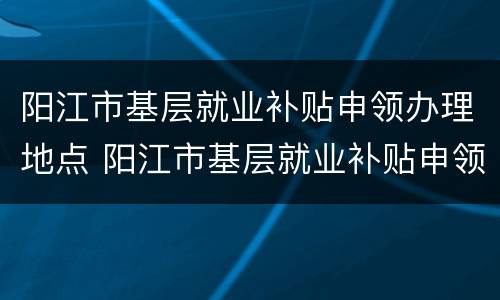 阳江市基层就业补贴申领办理地点 阳江市基层就业补贴申领办理地点电话