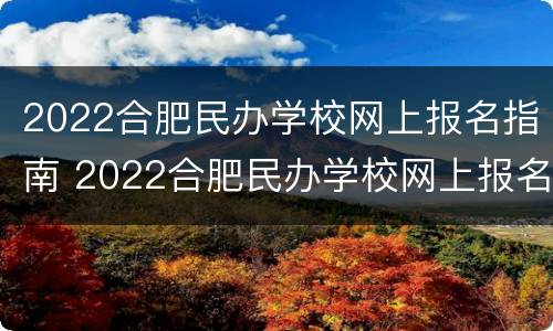 2022合肥民办学校网上报名指南 2022合肥民办学校网上报名指南下载