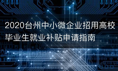 2020台州中小微企业招用高校毕业生就业补贴申请指南