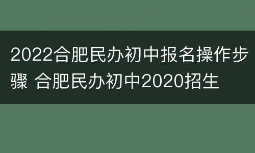 2022合肥民办初中报名操作步骤 合肥民办初中2020招生