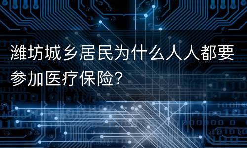 潍坊城乡居民为什么人人都要参加医疗保险?