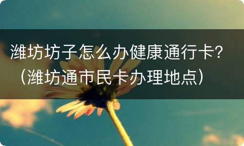 潍坊坊子怎么办健康通行卡？（潍坊通市民卡办理地点）
