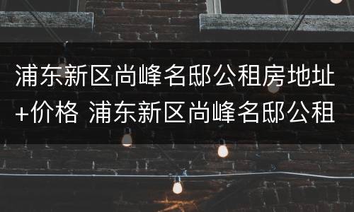 浦东新区尚峰名邸公租房地址+价格 浦东新区尚峰名邸公租房地址 价格多少