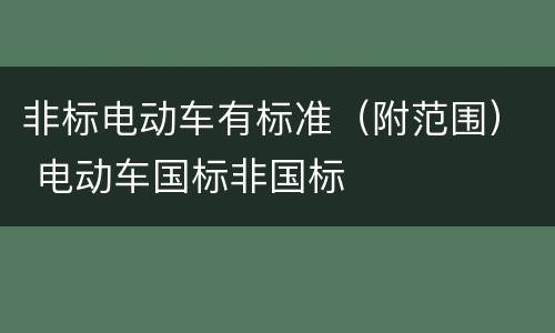 非标电动车有标准（附范围） 电动车国标非国标