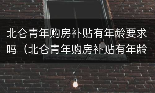 北仑青年购房补贴有年龄要求吗（北仑青年购房补贴有年龄要求吗）