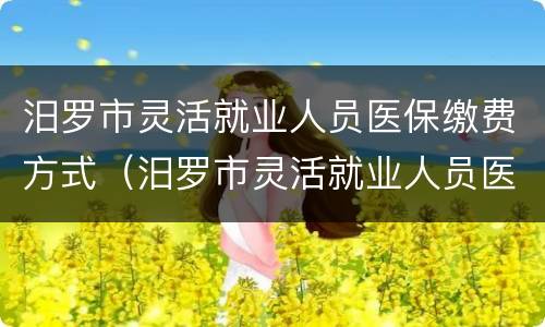 汨罗市灵活就业人员医保缴费方式（汨罗市灵活就业人员医保缴费方式有哪些）