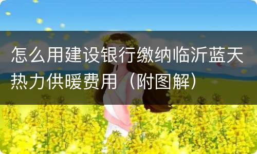 怎么用建设银行缴纳临沂蓝天热力供暖费用（附图解）