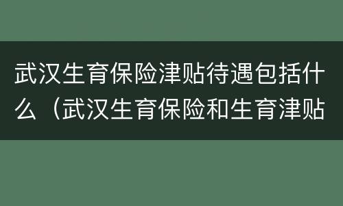 武汉生育保险津贴待遇包括什么（武汉生育保险和生育津贴怎么报销）