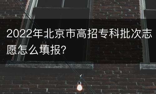 2022年北京市高招专科批次志愿怎么填报？
