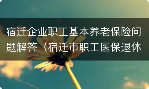 宿迁企业职工基本养老保险问题解答（宿迁市职工医保退休规定）