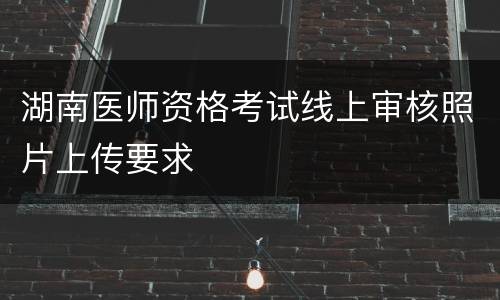 湖南医师资格考试线上审核照片上传要求