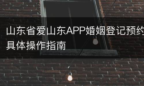 山东省爱山东APP婚姻登记预约具体操作指南