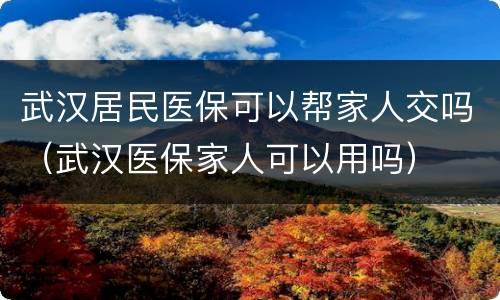 武汉居民医保可以帮家人交吗（武汉医保家人可以用吗）