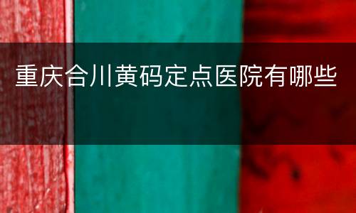 重庆合川黄码定点医院有哪些