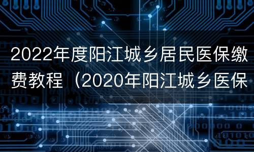 2022年度阳江城乡居民医保缴费教程（2020年阳江城乡医保缴费）