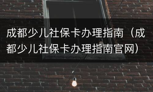 成都少儿社保卡办理指南（成都少儿社保卡办理指南官网）