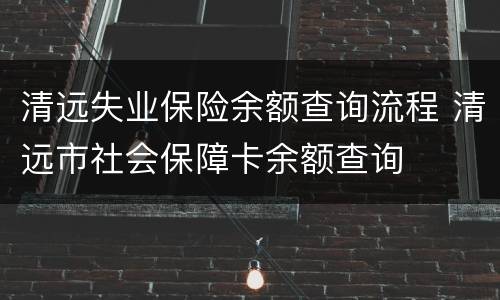 清远失业保险余额查询流程 清远市社会保障卡余额查询