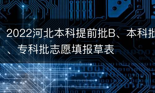 2022河北本科提前批B、本科批、专科批志愿填报草表
